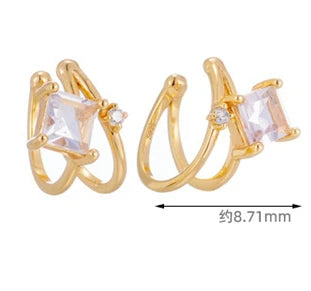 Emotional Factory 925 Sterling Silver 14K Gold Plated Gemstone Simple Lavender Topaz Crystal Ear Clip Earrings