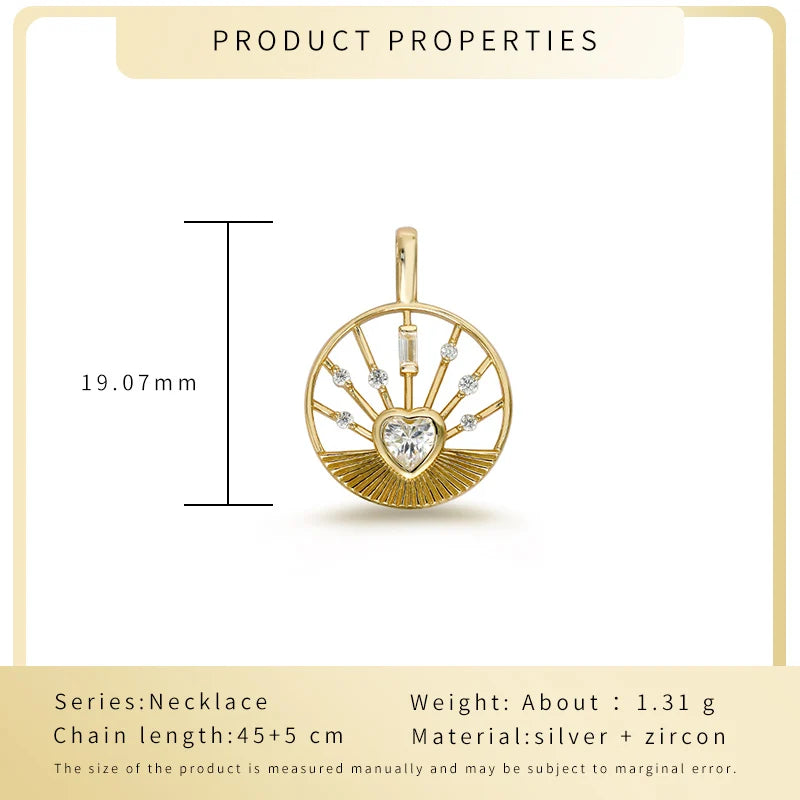 New Fashion Jewelry Wholesale Ins Romantic love Zircon Pendant 925 Silver Gold Plated Necklace for Men and Women