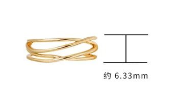 Emotional Factory 925 Sterling Silver 14K Gold Plated Multilayer Line Irregular Curve Vegetable Ring