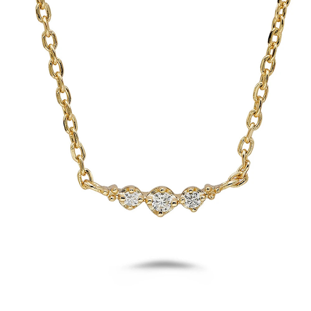 Emotional Factory 925 Sterling Silver 14K Gold Plated Gemstone Time Scarred Star Track Laughter Moissanite Necklace