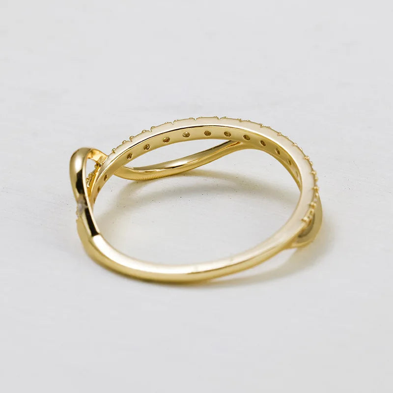 Emotional Factory 925 Sterling Silver 14K Gold Plated Gemstone Retro Fashion Carved Cz Zircon X Shaped Ring