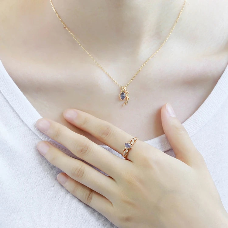 Emotional Factory 925 Sterling Silver 14K Gold Plated Gemstone Cz Zircon Labradorite Cordierite Iolite Dichroite Ring