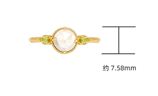 925 Sterling Silver 14K Gold Plated Gemstone Round Stone Peridot Green Amethyst Ring