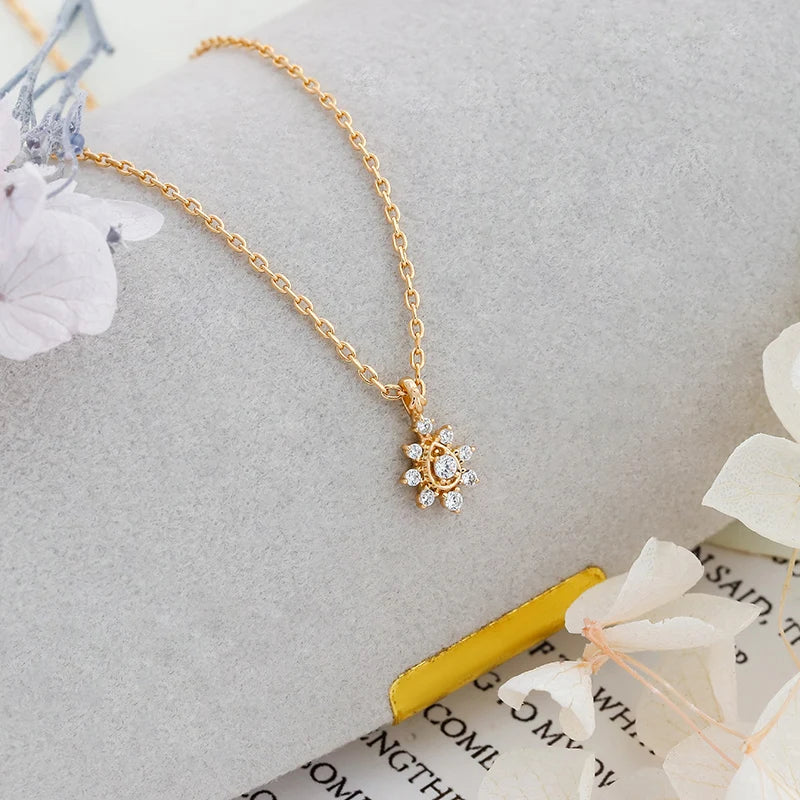 Japanese Luxury Style S925 Silver Plated 14k Gold White Zircon Necklace