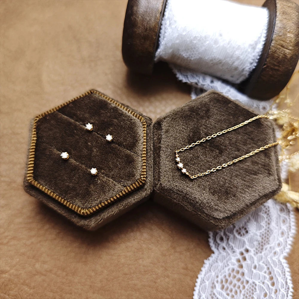 Emotional Factory 925 Sterling Silver 14K Gold Plated Gemstone Time Scarred Track Star Moissanite Earrings