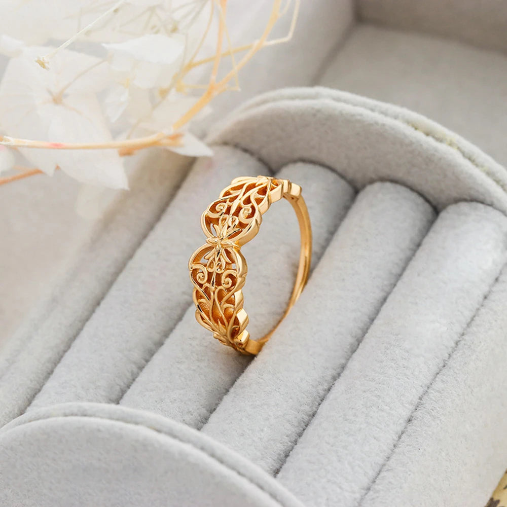 Emotional Factory 925 Sterling Silver 14K Gold Plated Gem Stone Gemstone Wide Butterfly Lace Ring