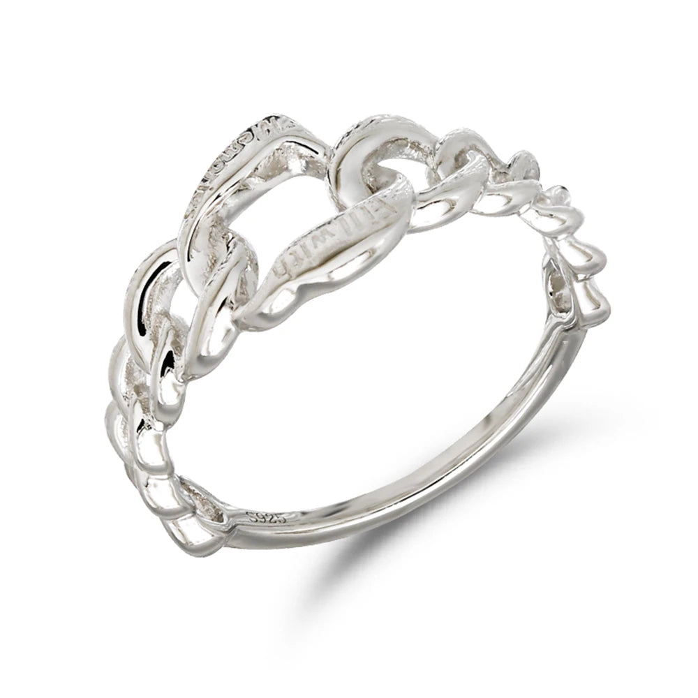 Emotional Factory 925 Sterling Silver 14K White Gold Plated Gemstone Irregular Chain Love Hollow Ring