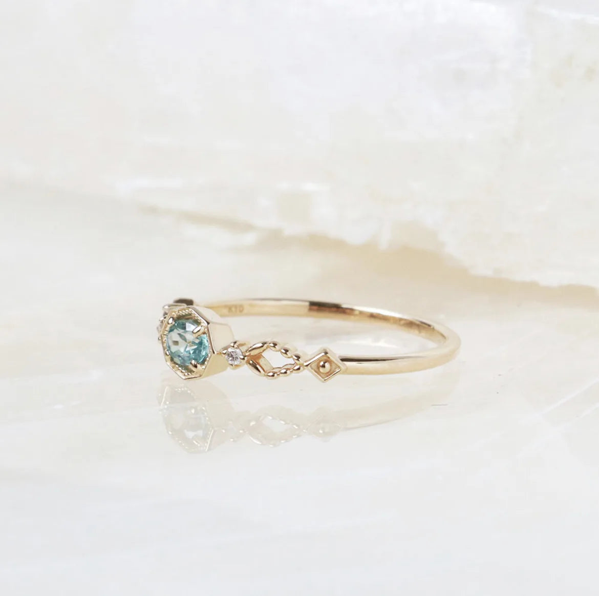 2023Spring New Japanese Style Simple Niche StyleS925Silver Apatite/White Zircon Plated14KRing