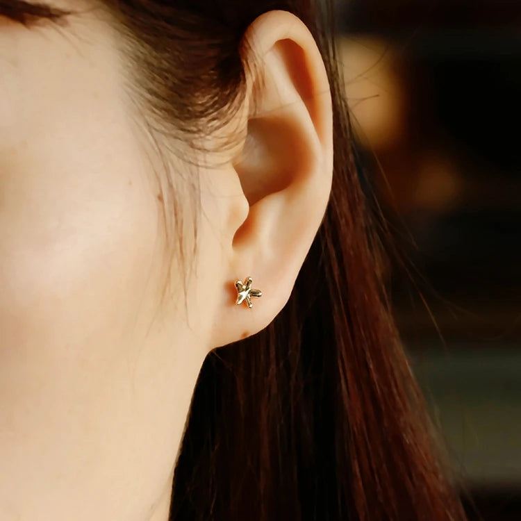 Emotional Factory 925 Sterling Silver 14K Gold Plated Simplicity Starfish Mini Flowers Earrings