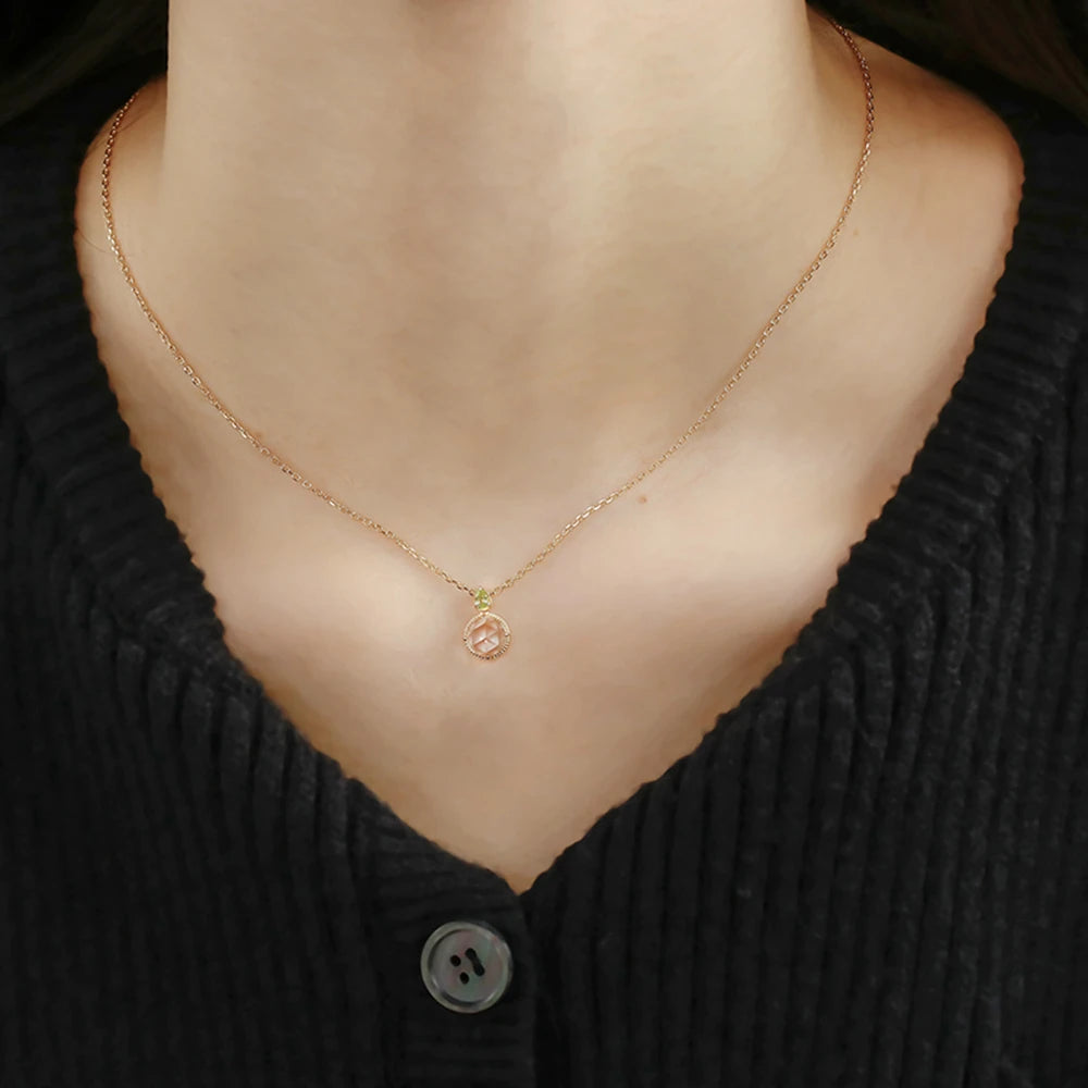 Round Stone Peridot Green Amethyst Necklace